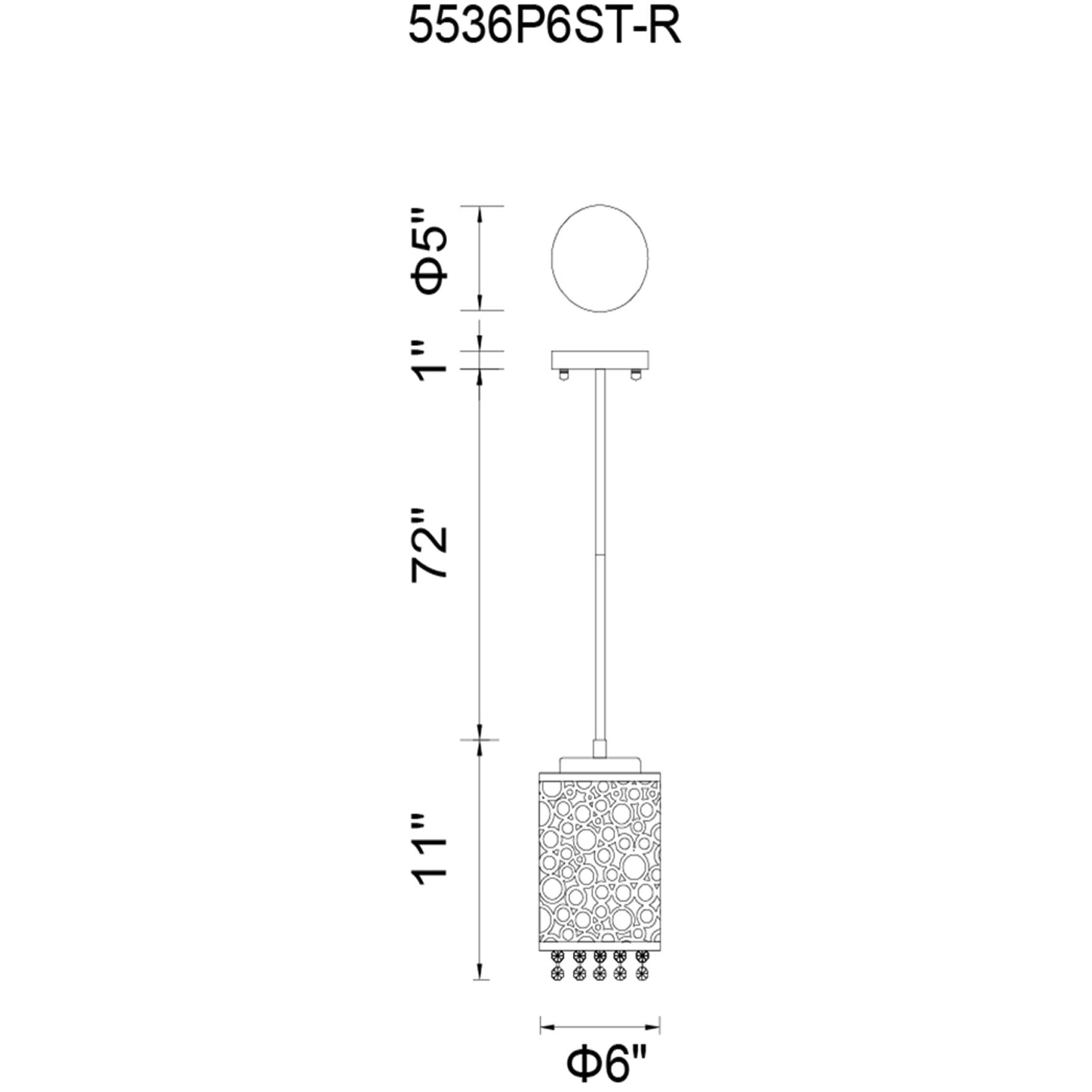 Bubbles 1 Light 6 inch Chrome Drum Shade Mini Pendant Ceiling Light