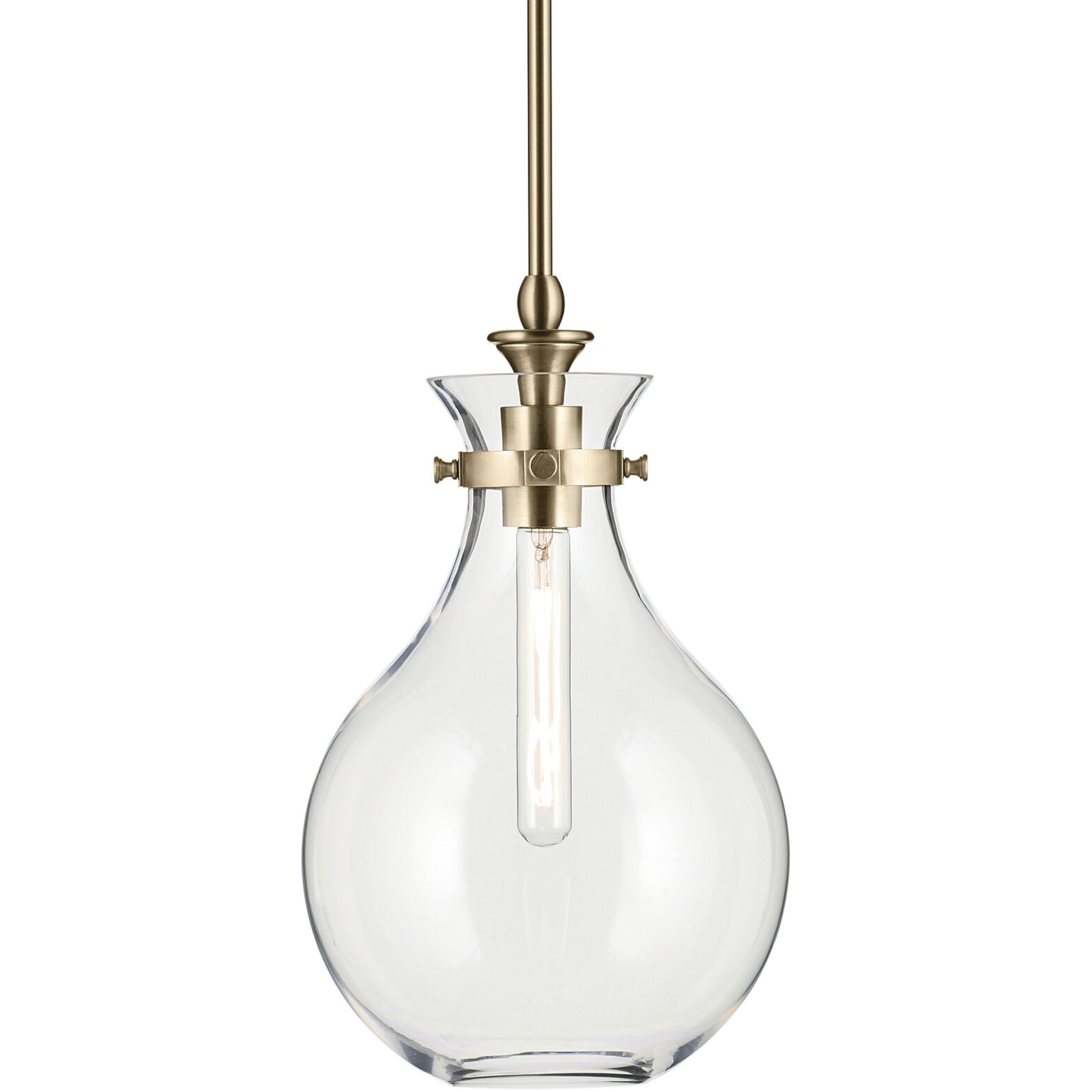 Laria 1 Light Champagne Bronze Pendant Ceiling Light in Clear