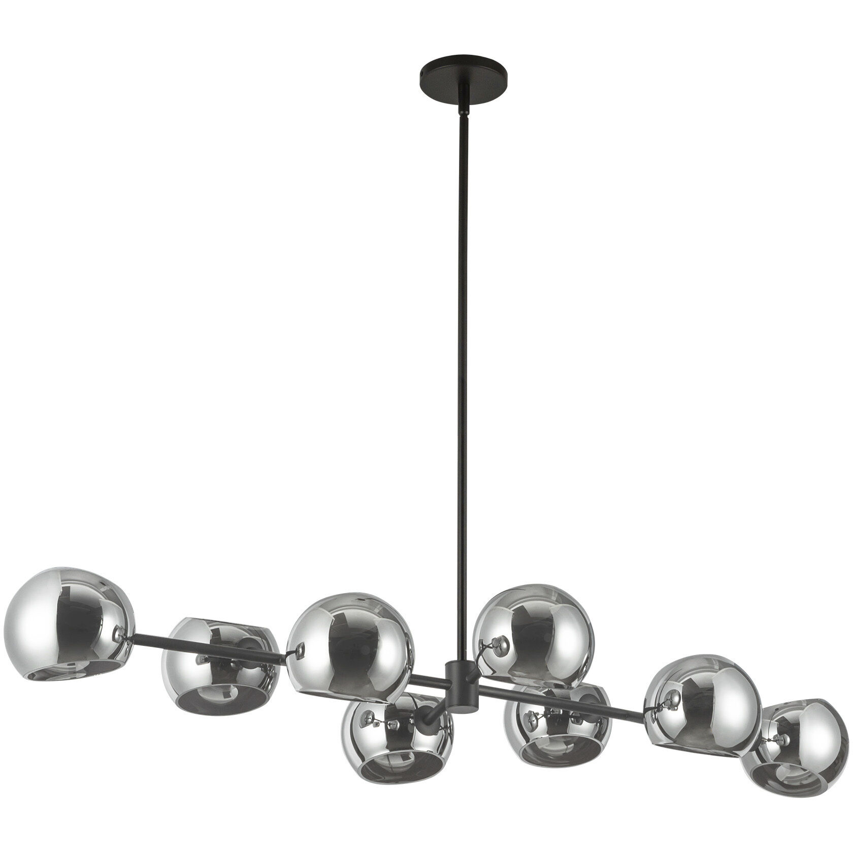 Alora Mood Willow 8 Light 48.25 inch Matte Black/Smoked Solid Glass Linear Pendant Ceiling Light in Smoked Glass