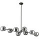 Alora Mood Willow 8 Light 48.25 inch Matte Black/Smoked Solid Glass Linear Pendant Ceiling Light in Smoked Glass