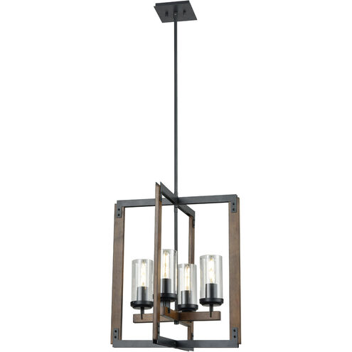 Okanagan 4 Light 18 inch Buffed Nickel and Barnwood Foyer Ceiling Light