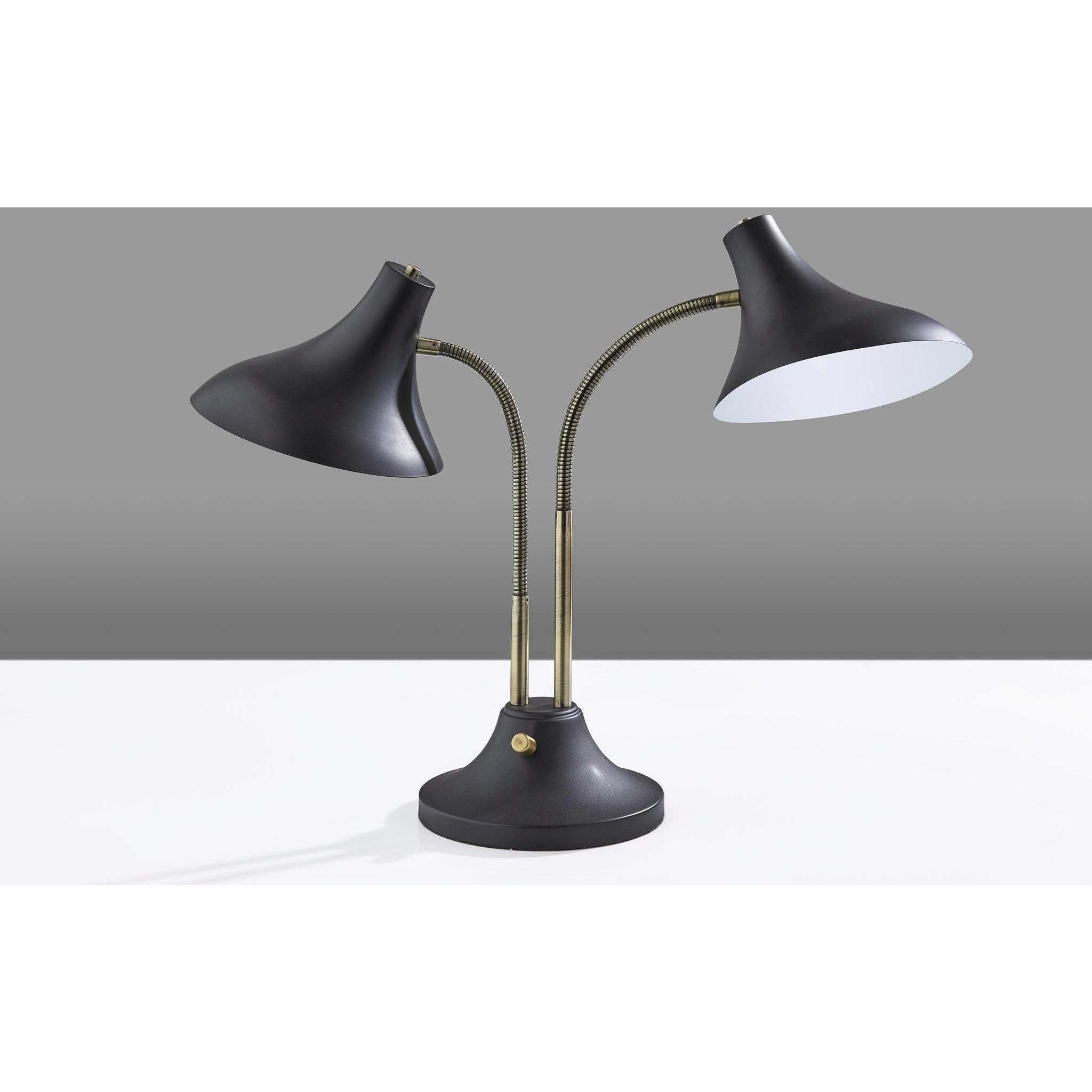 Ascot 22.5 inch 60 watt Black and Antique Brass Desk Lamp Portable Light