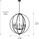 Colson 9 Light 31.25 inch Matte Black Chandelier Ceiling Light in No Shade, Large