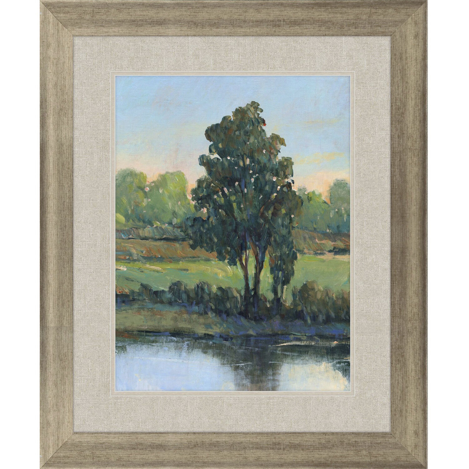 Riverbank Green and Blue and Orange Framed Art, Propac