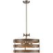 Fort Garry 3 Light Buffed Nickel and Barnwood on Metal Pendant Ceiling Light