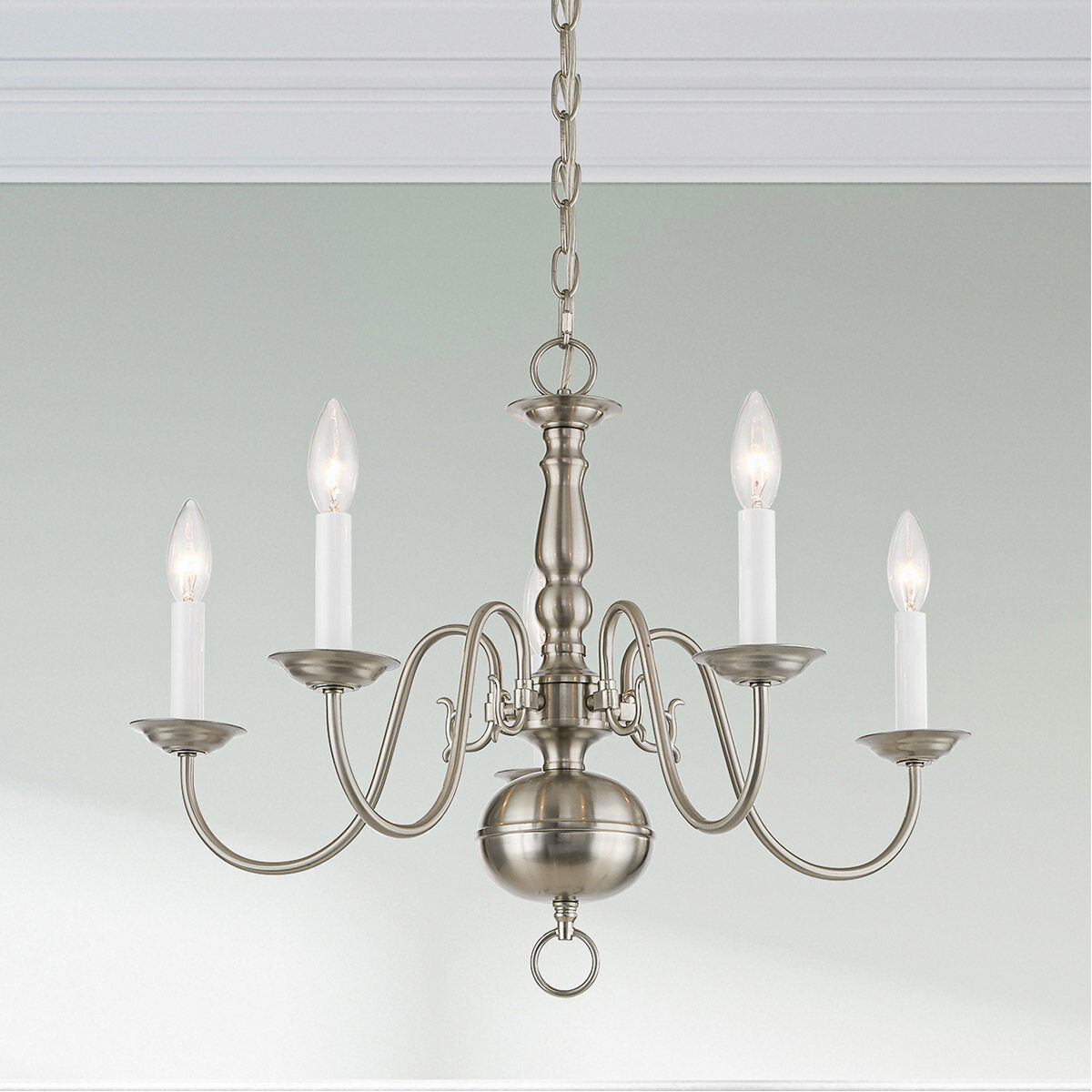 Williamsburgh 5 Light 24 inch Brushed Nickel Chandelier Ceiling Light