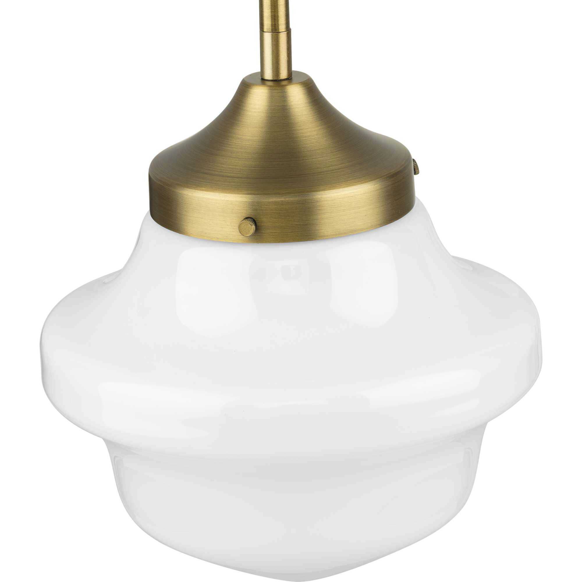 School House 1 Light 8 inch Vintage Brass Mini Pendant Ceiling Light