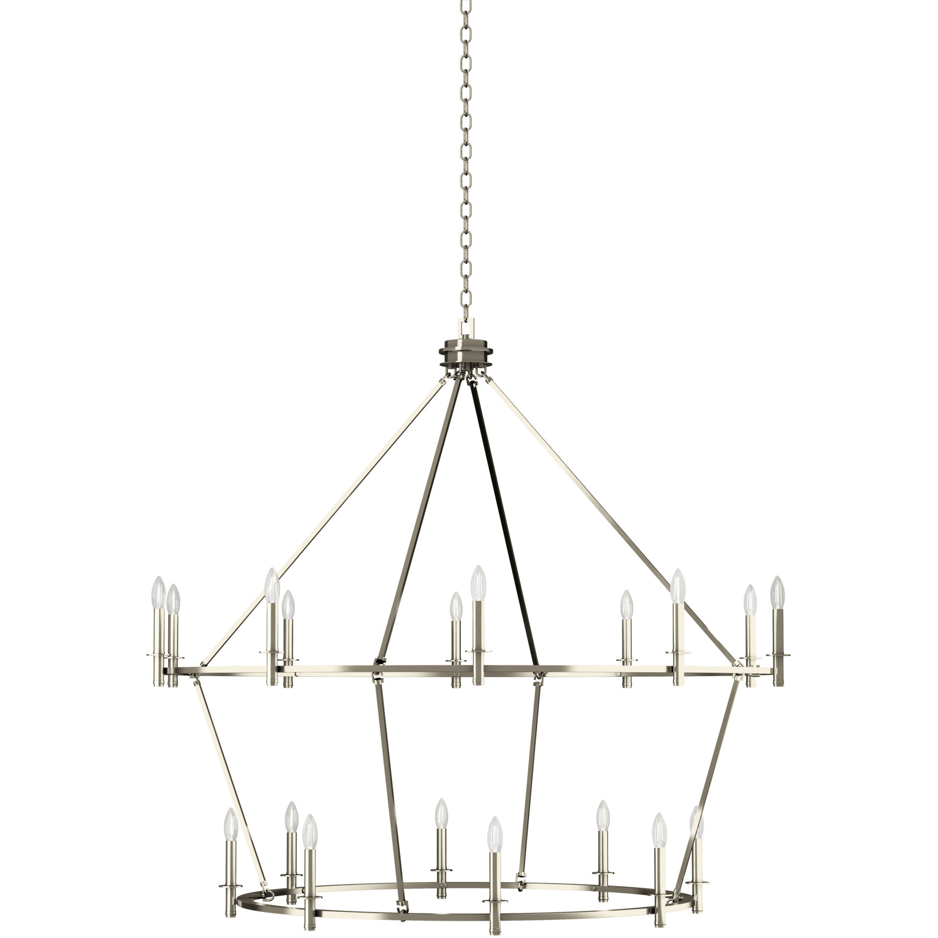 Carrick 18 Light Polished Nickel Chandelier Ceiling Light, 2 Tier Large