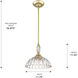 Audra 1 Light 11.75 inch Brushed Champagne Brass Pendant Ceiling Light