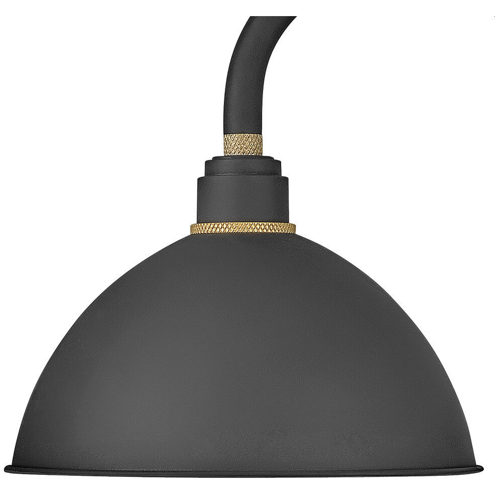 Foundry Dome Outdoor Barn Light in Textured Black, Gooseneck