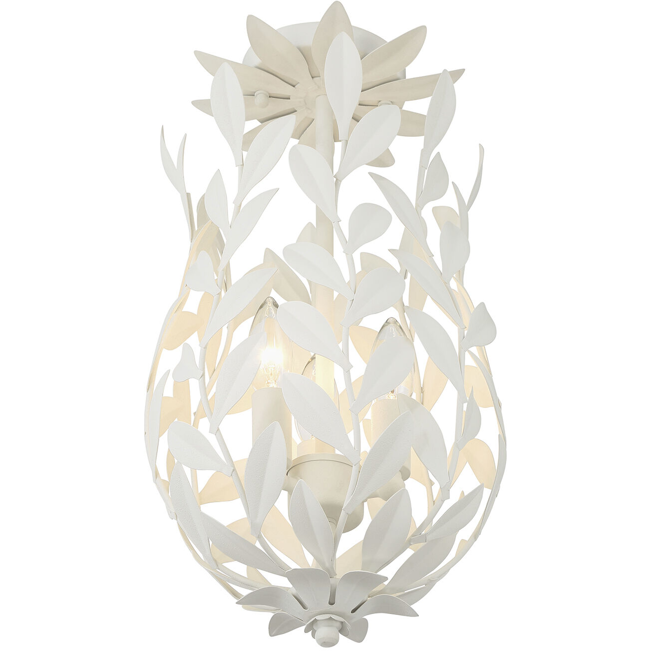 Broche 3 Light 9.5 inch Matte White Semi Flush Ceiling Light
