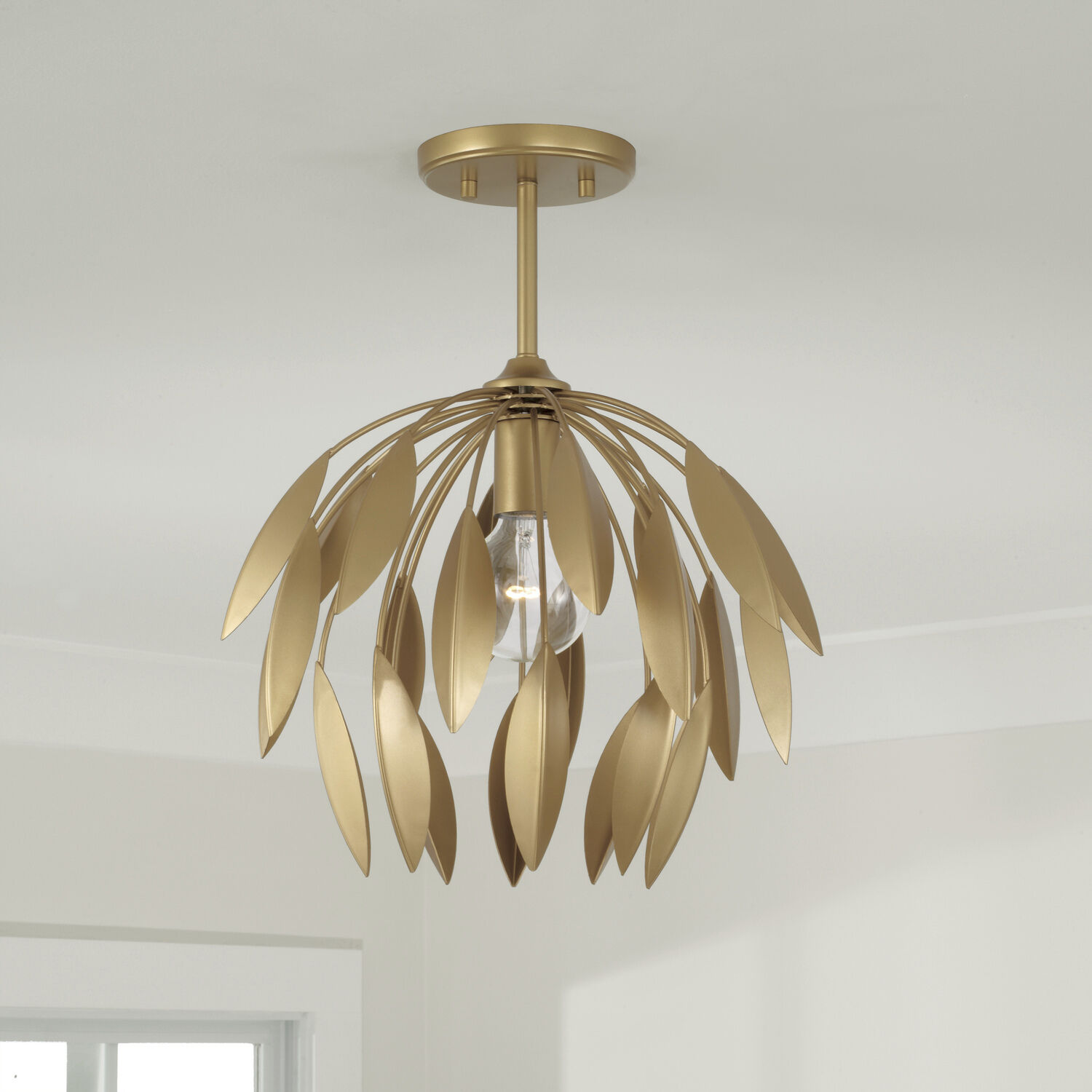 Margeaux 1 Light 14 inch Buffed Gold Pendant Ceiling Light, Convertible Dual Mount