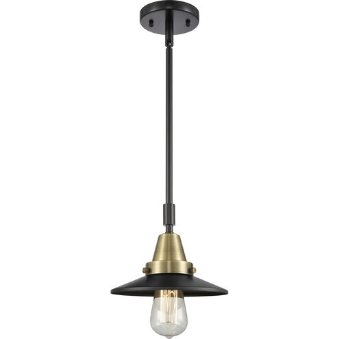 Franklin Restoration Railroad 1 Light 8 inch Black Antique Brass Mini Pendant Ceiling Light