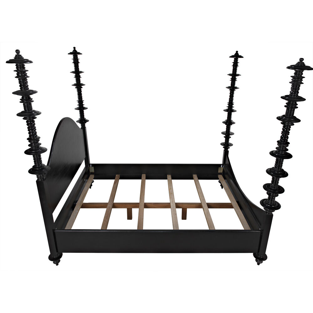 Ferret Hand Rubbed Black Bed, Queen