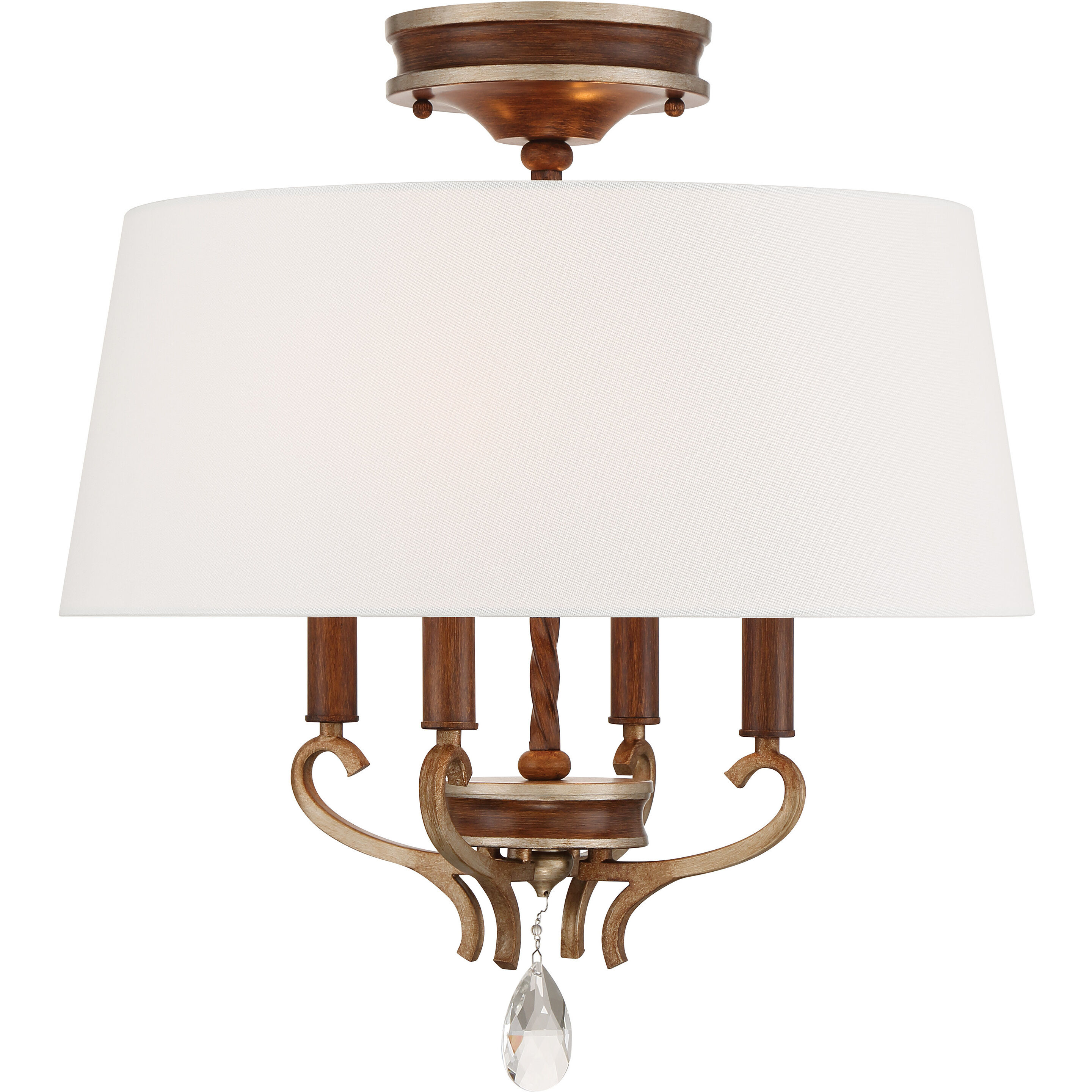 Magnolia Manor 4 Light 19 inch Pale Gold with Distressed Bronze Semi Flush Ceiling Light