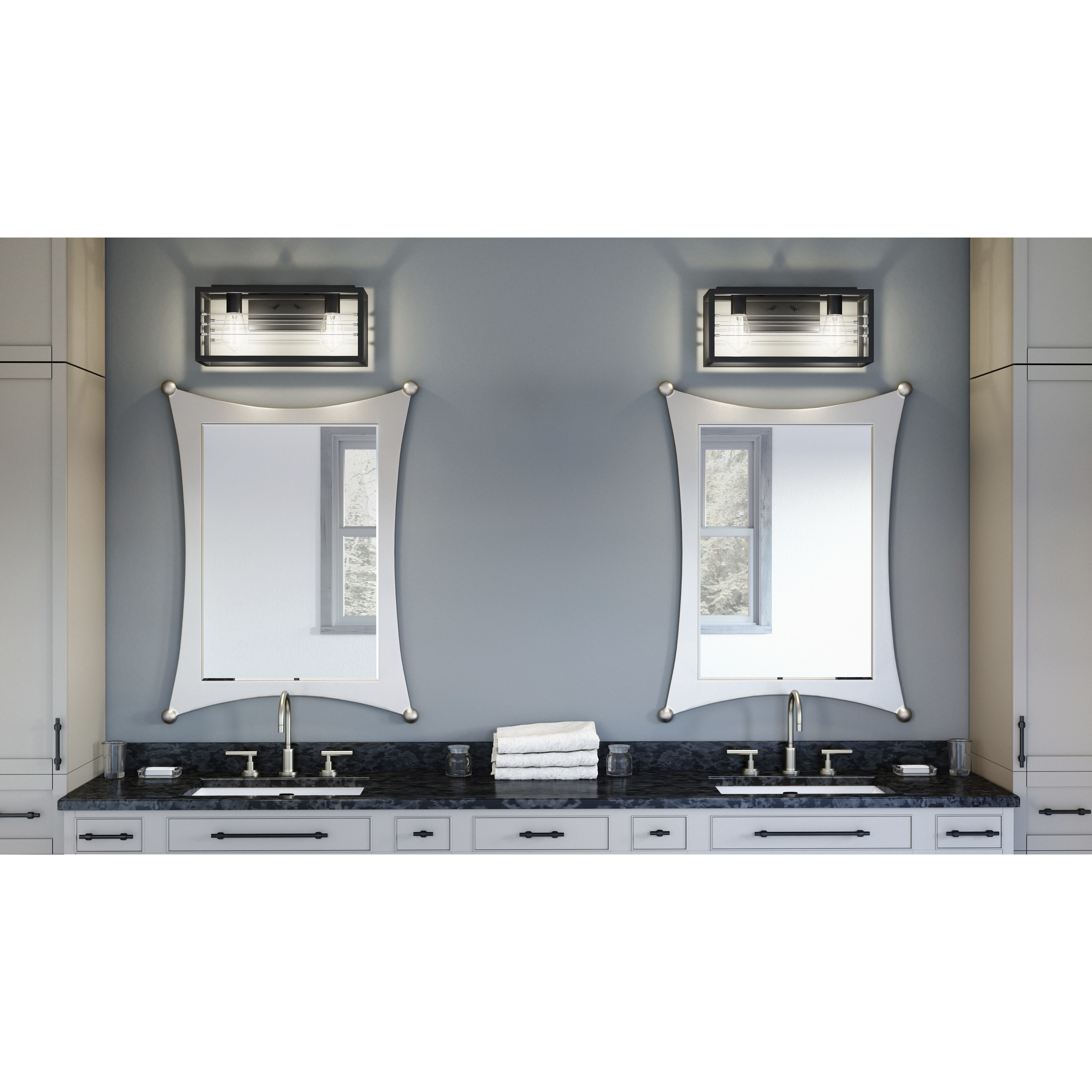 Awendaw 2 Light 16 inch Matte Black Bath Light Wall Light, Medium