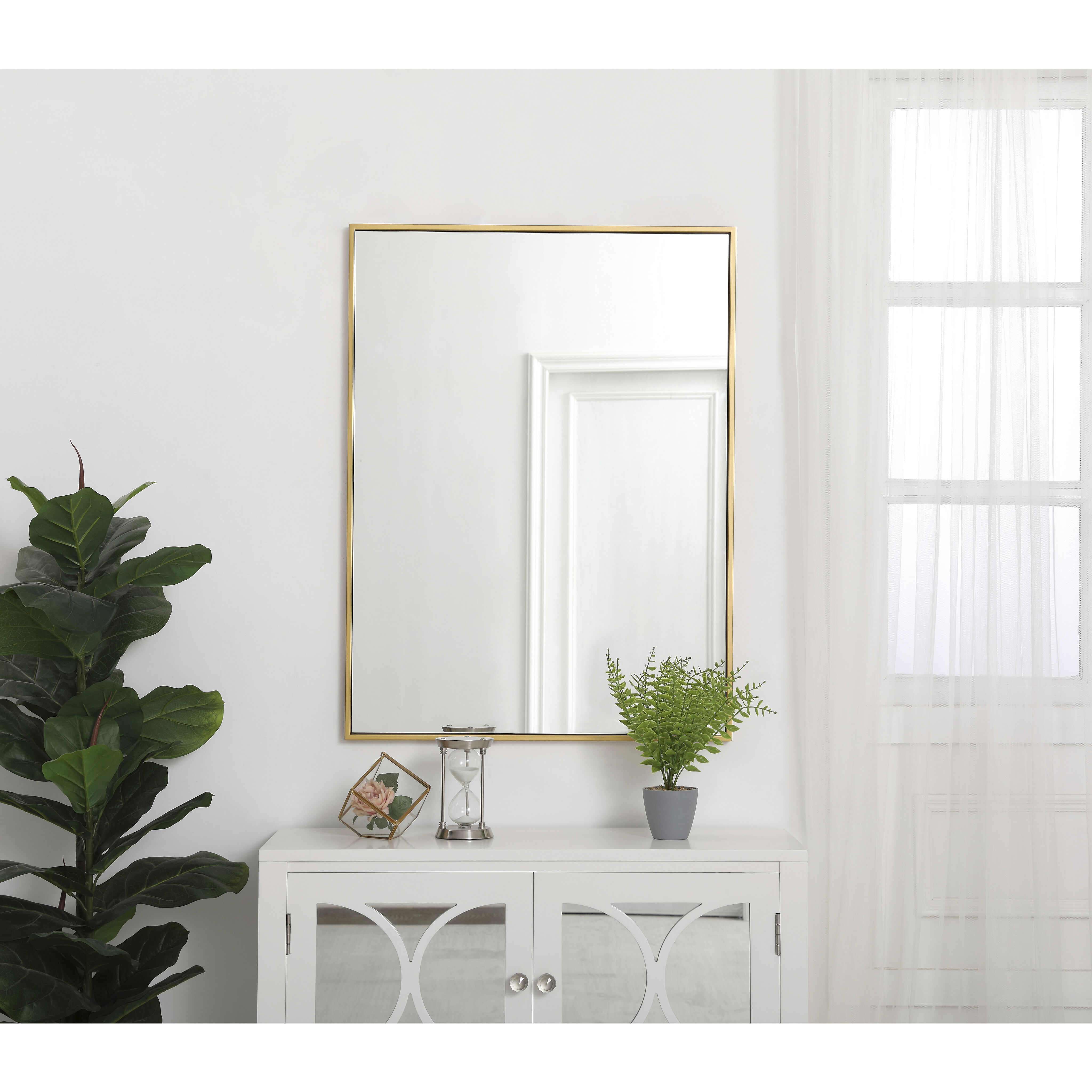 入荷now 口コミ Elegant Lighting MR42736BR Monet 36 X 27 inch Brass Wall Mirror ピンズ・ピンバッジ・缶バッジ