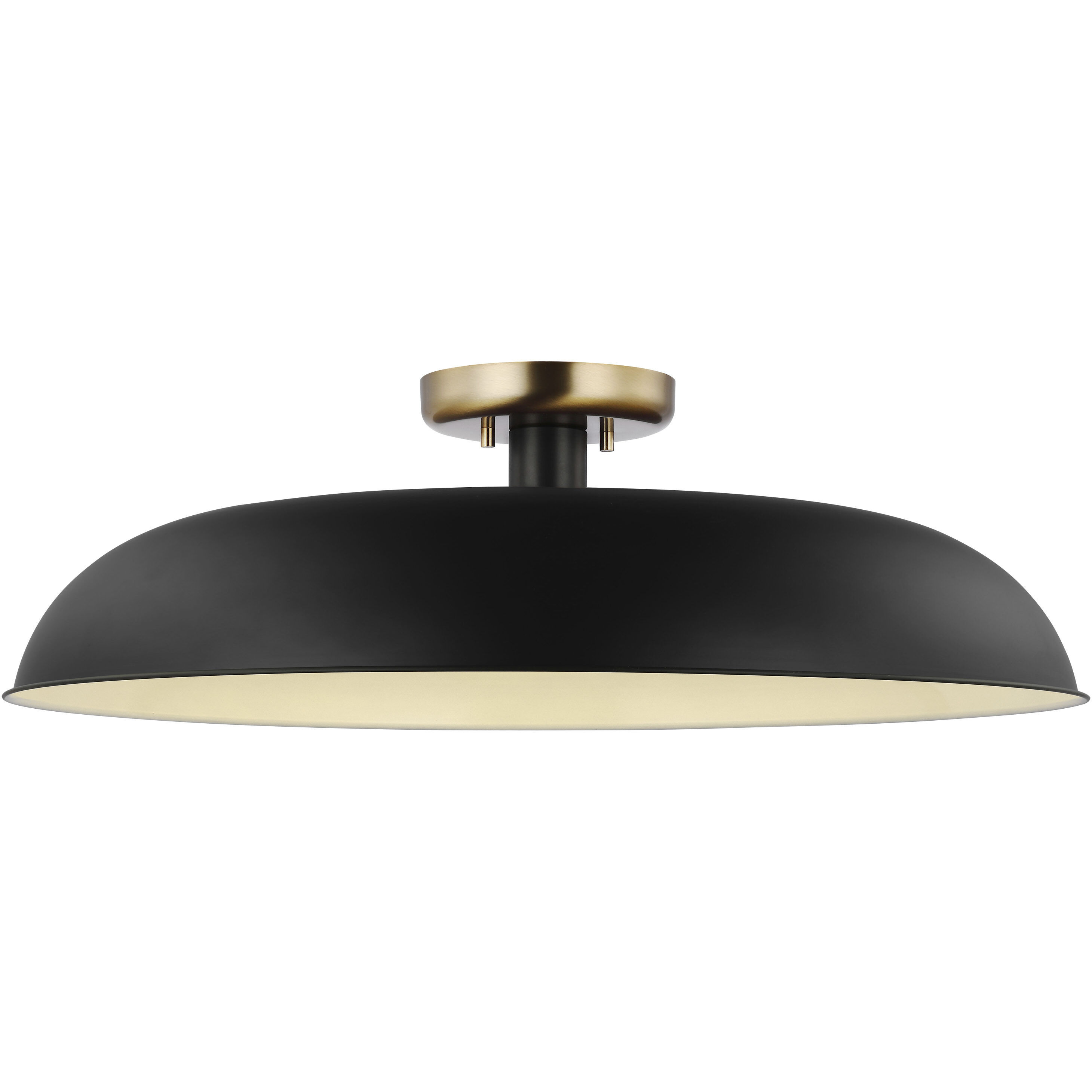 Colony 1 Light 24 inch Matte Black/Burnished Brass Semi Flush Ceiling Light