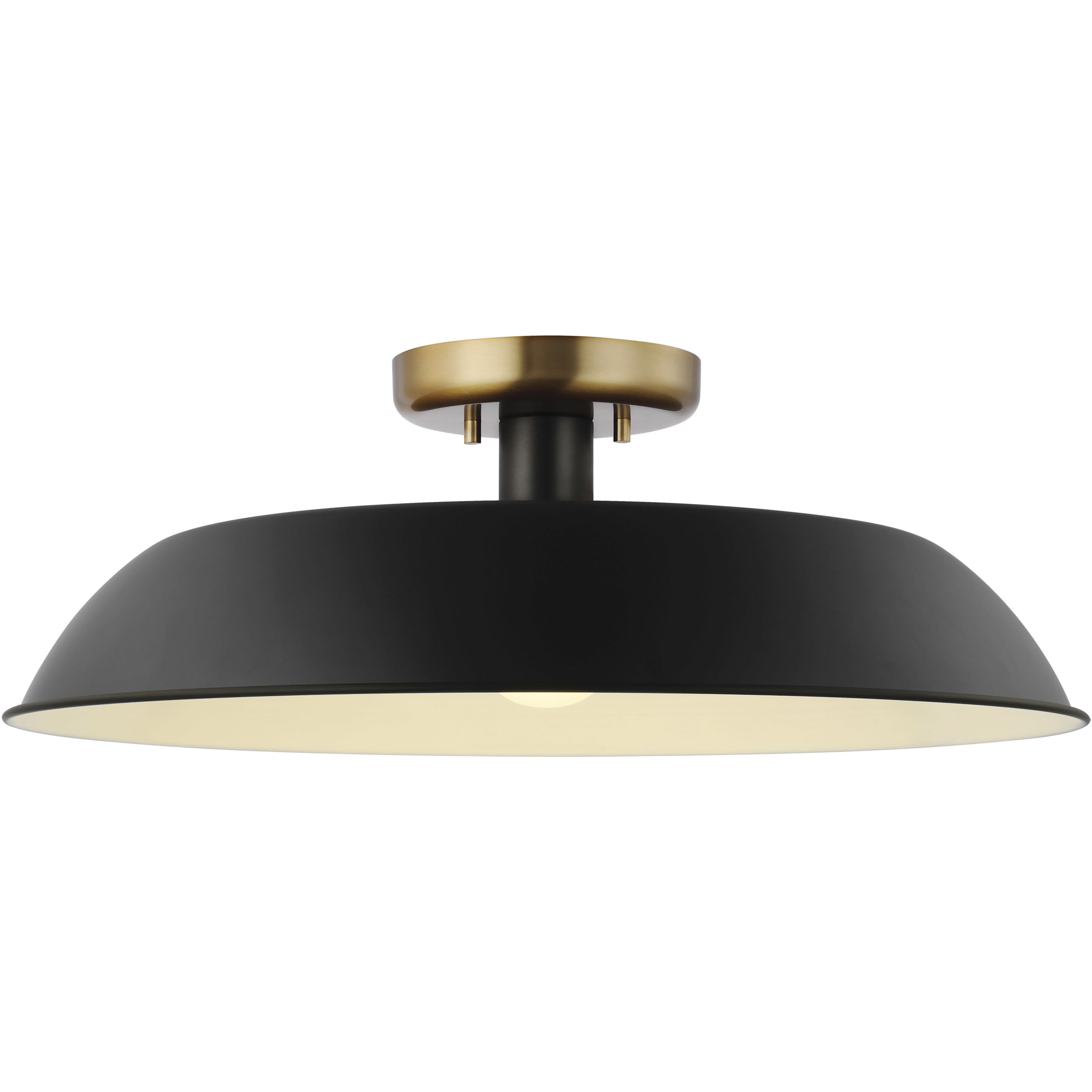 Colony 1 Light 20 inch Matte Black/Burnished Brass Semi Flush Ceiling Light