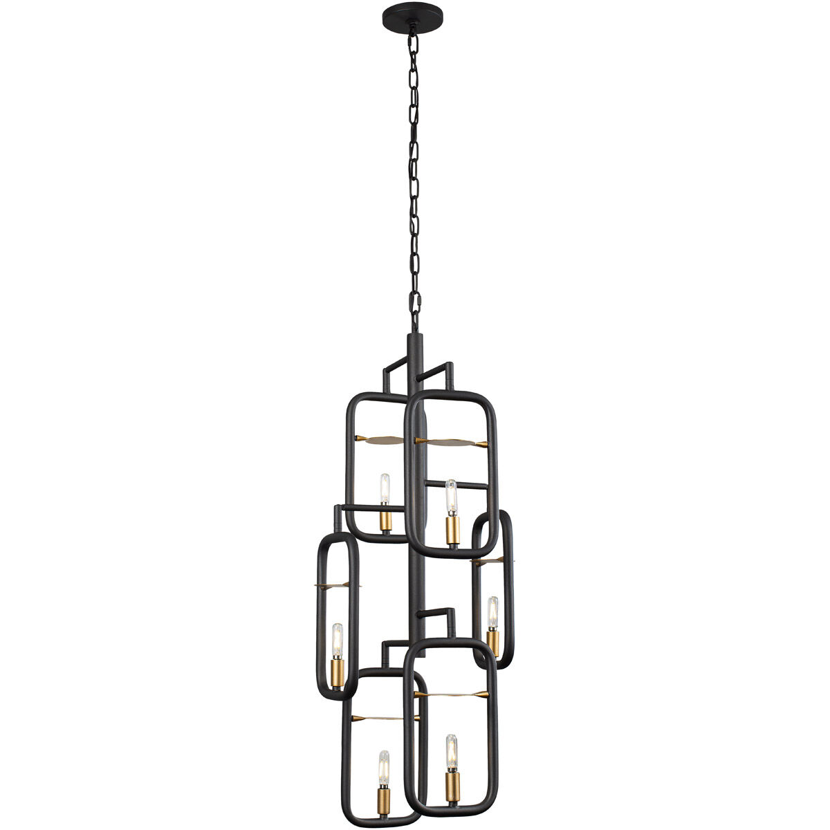 Bar None 6 Light 16 inch Aged Gold and Rustic Bronze Foyer Pendant Ceiling Light