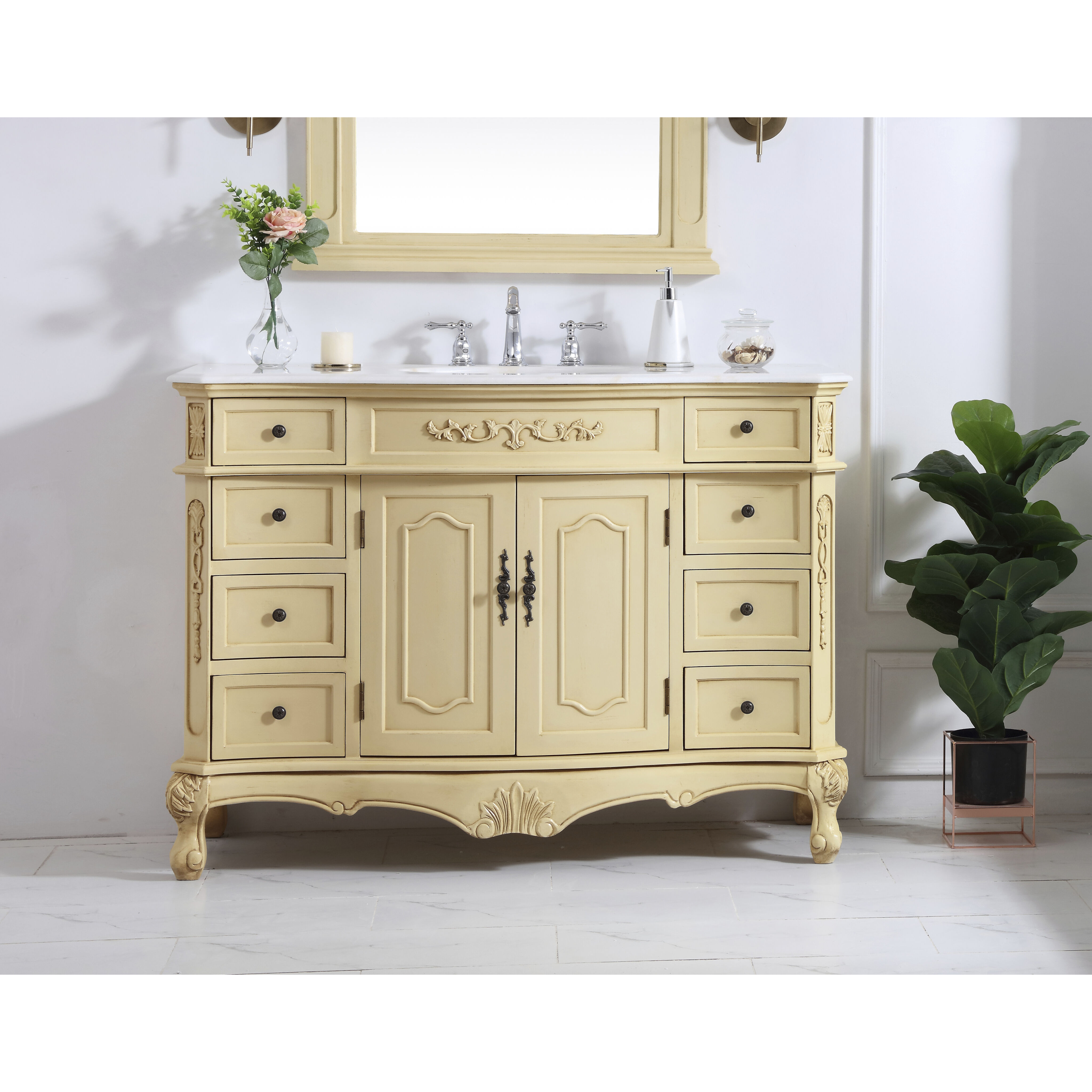 Danville 48 X 21 X 36 inch Light Antique Beige Vanity Sink Set