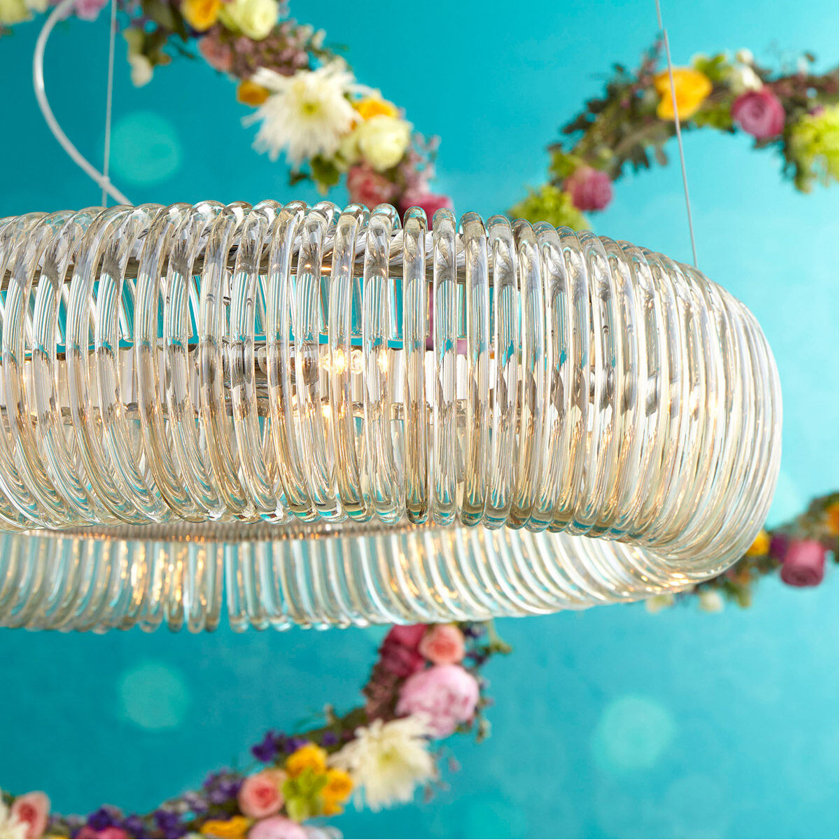 Beaming Around 8 Light 27 inch Chrome Pendant Ceiling Light