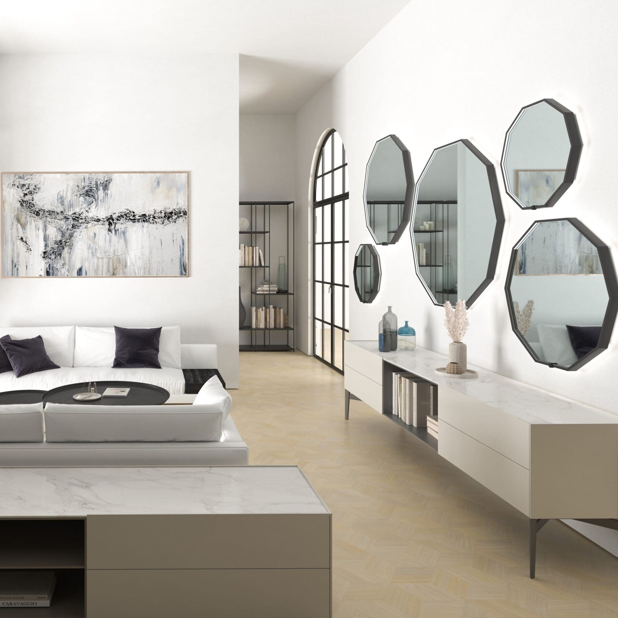 Deca 48 X 48 inch Black LED Lighted Mirror, Vanita by Oxygen