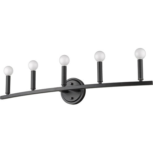 Sawyer 5 Light 32 inch Matte Black Vanity Light Wall Light