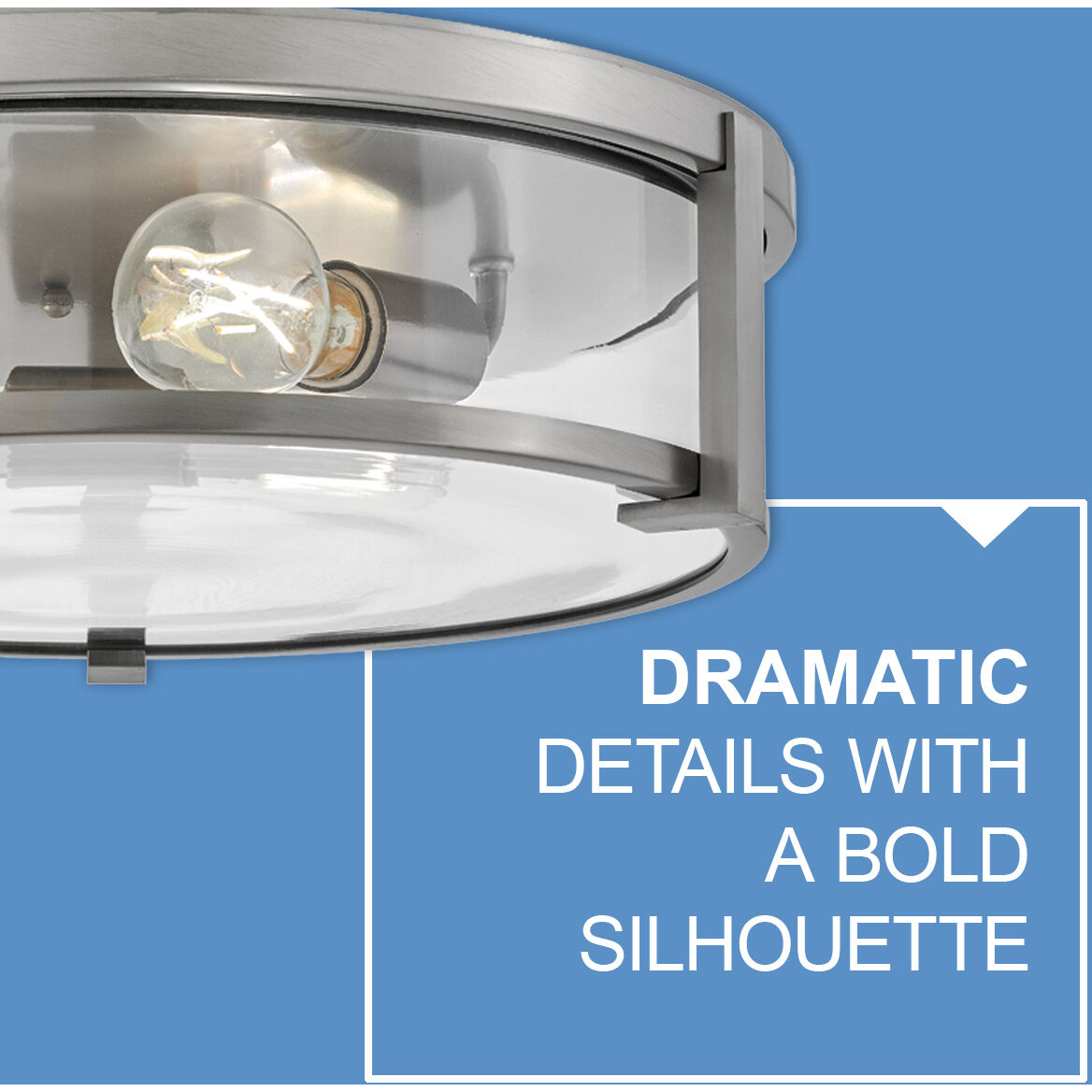 Lowell 3 Light 16 inch Antique Nickel with Clear glass Foyer Light Ceiling Light, Flush Mount