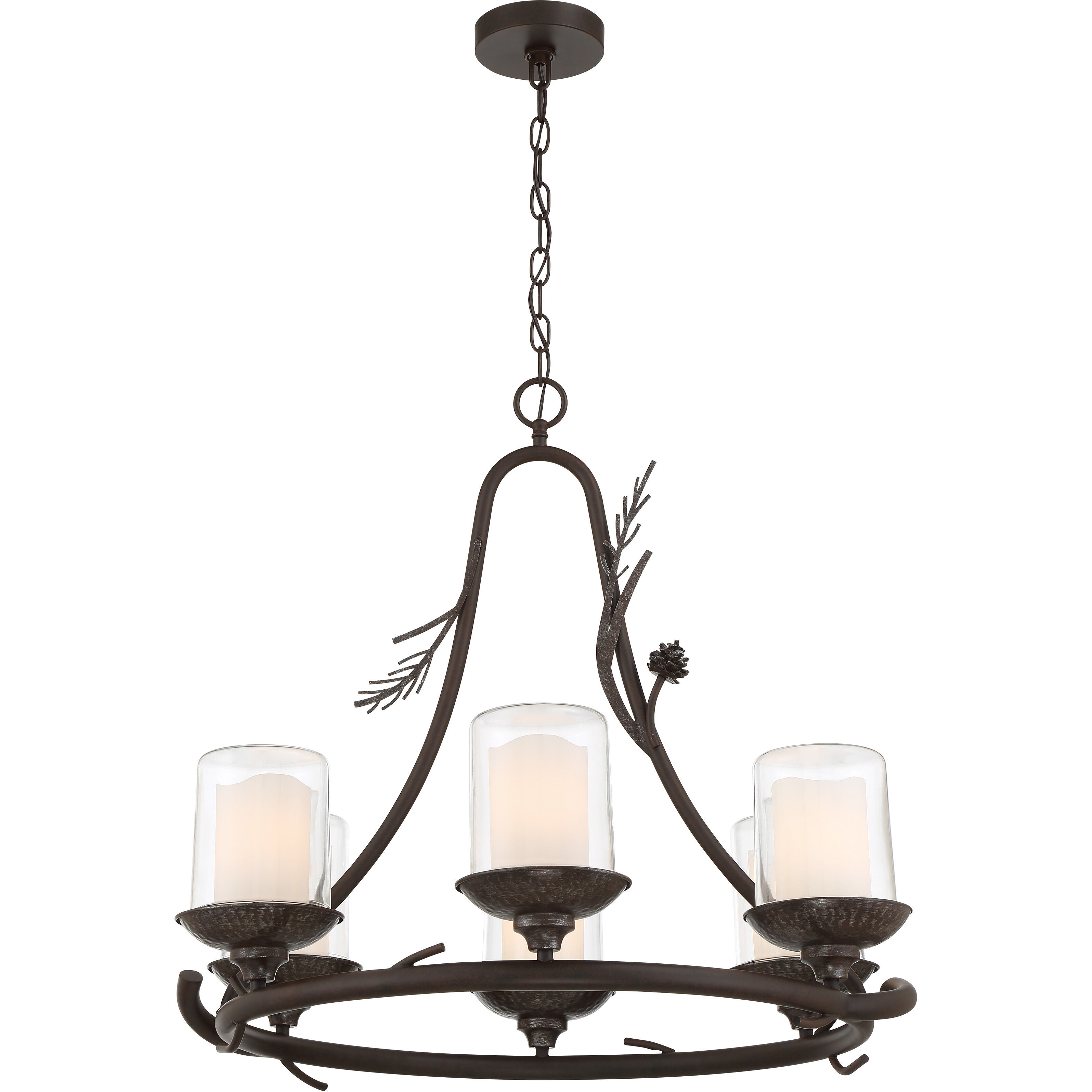 Ponderosa Ridge 6 Light 28 inch Weathered Spruce/Silver Highlights Chandelier Ceiling Light
