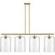 Ballston Cobbleskill 4 Light 48 inch Satin Gold Island Light Ceiling Light in Clear Glass