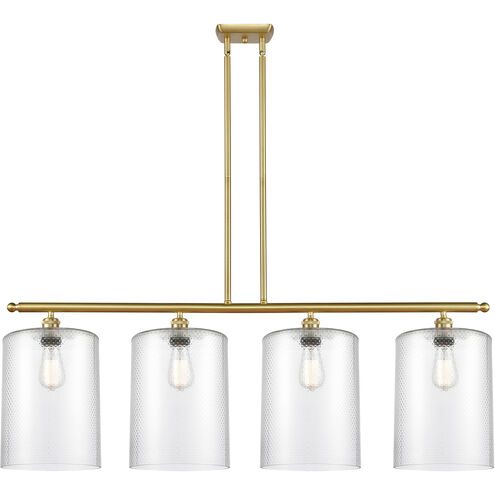 Ballston Cobbleskill 4 Light 48 inch Satin Gold Island Light Ceiling Light in Clear Glass