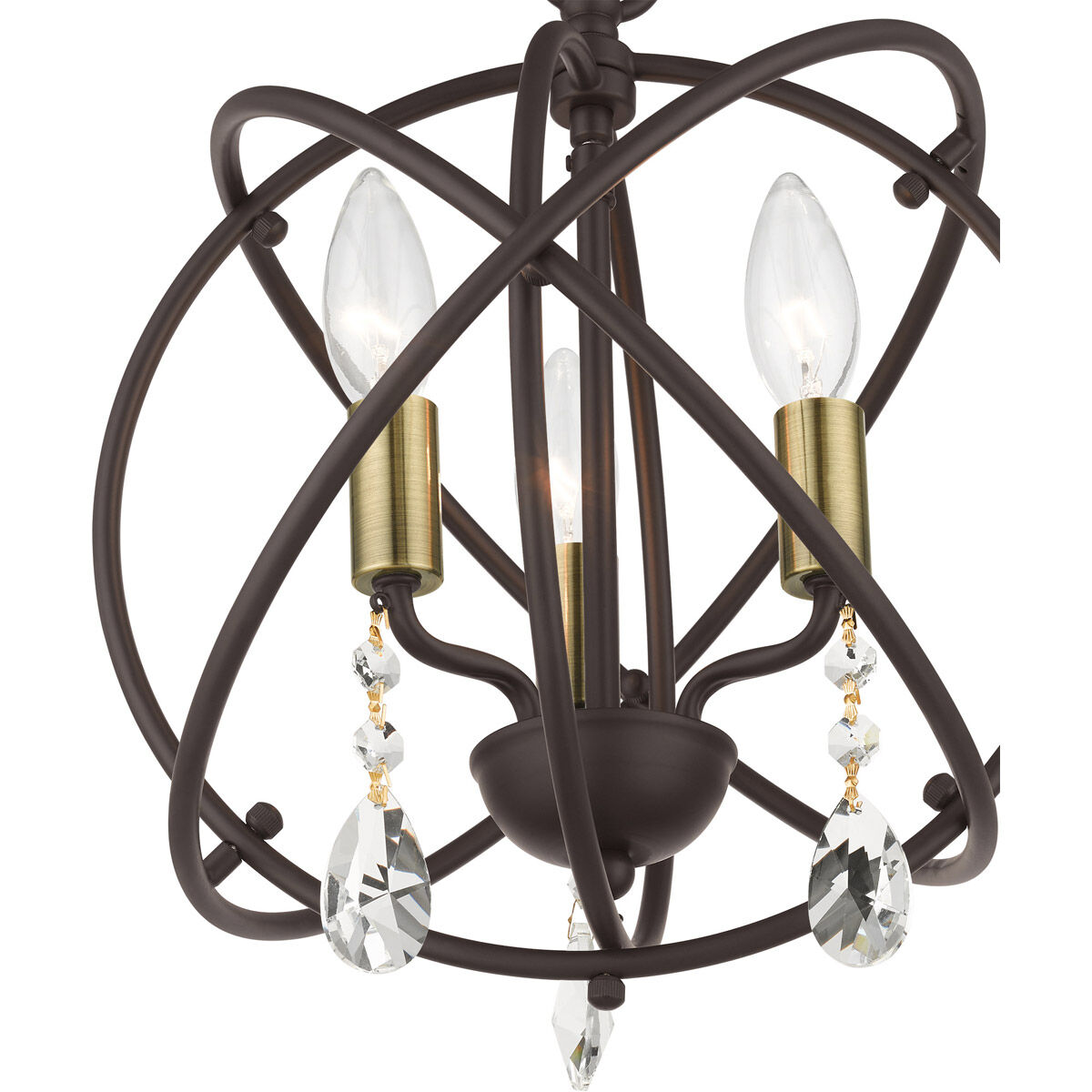 Aria 3 Light 13 inch Bronze Convertible Chandelier / Semi Flush Ceiling Light