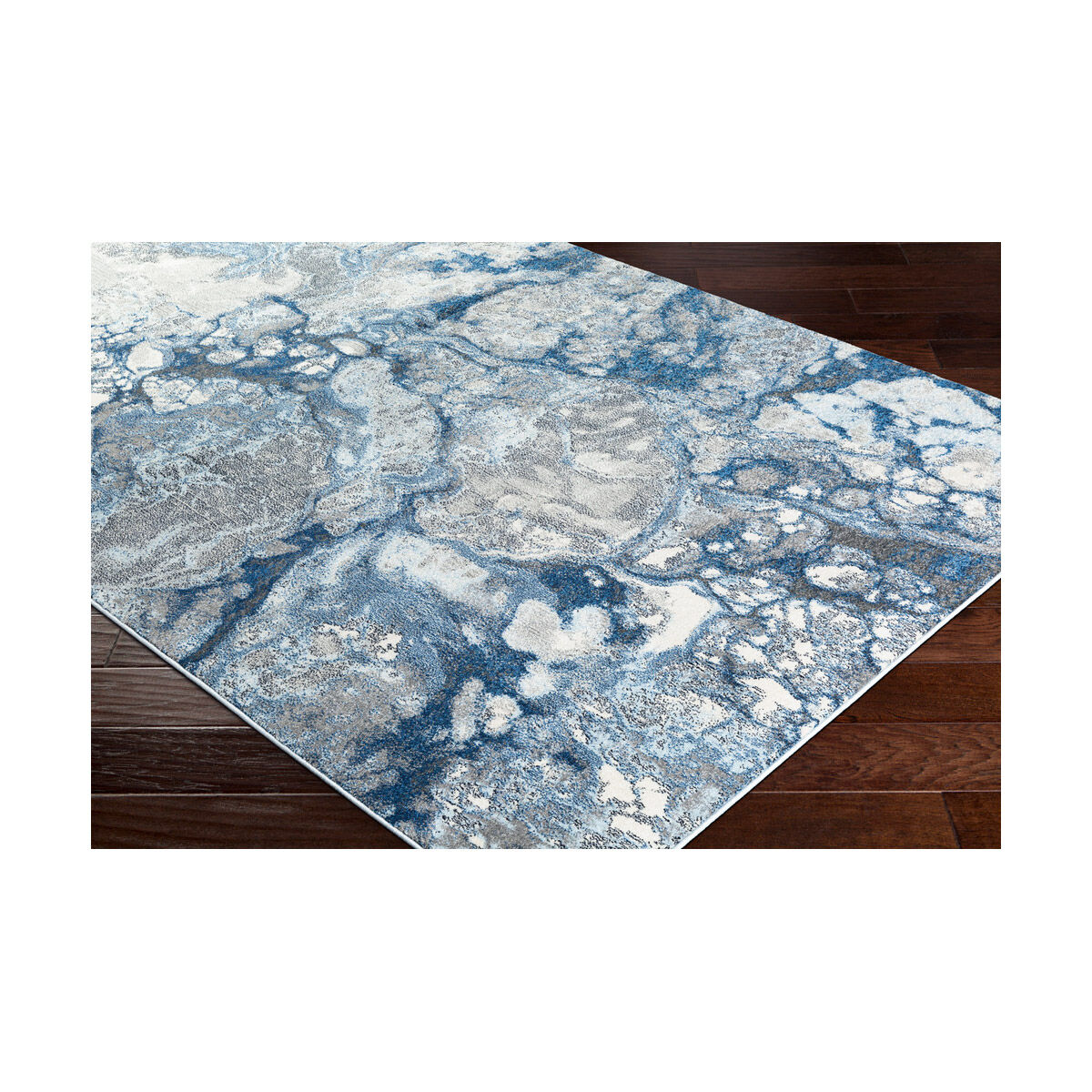 Aberdine 90 X 62 inch Bright Blue/Navy/Medium Gray/Pale Blue/Cream/Black Rugs in 5 x 8, Rectangle
