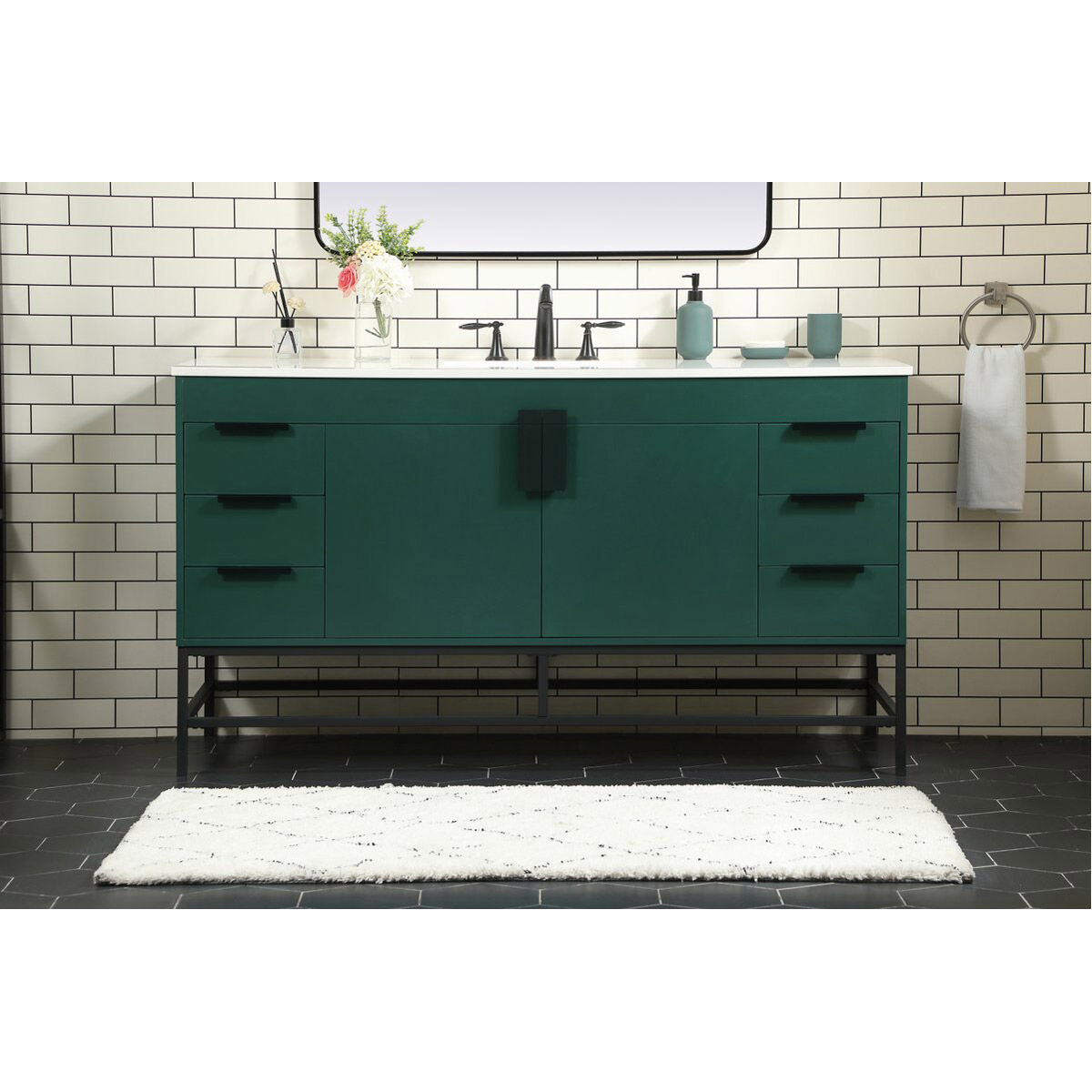 Eugene 60 X 22 X 33.5 inch Green Vanity Sink Set