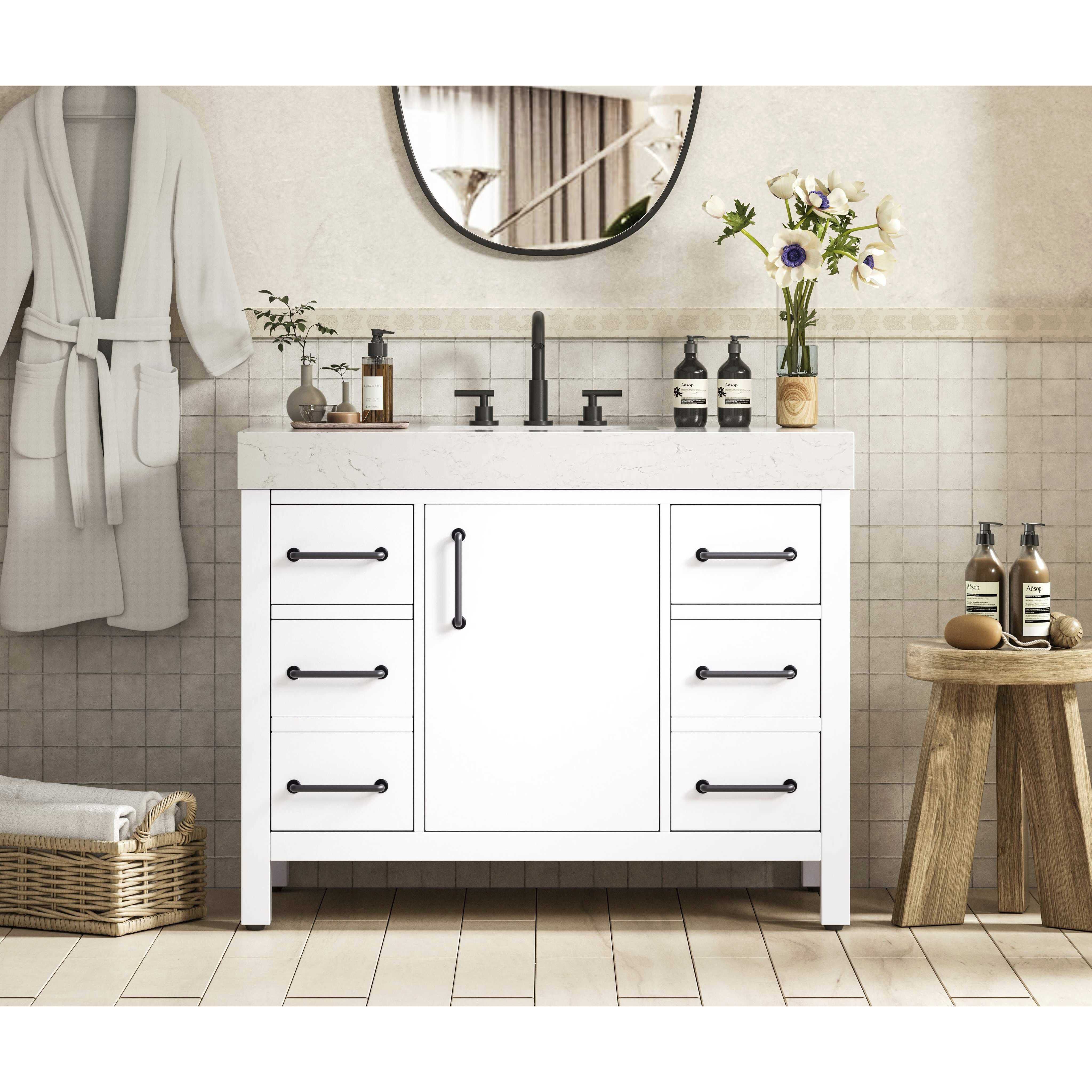 Nathan 42 X 34 inch White Bathroom Vanity Cabinet