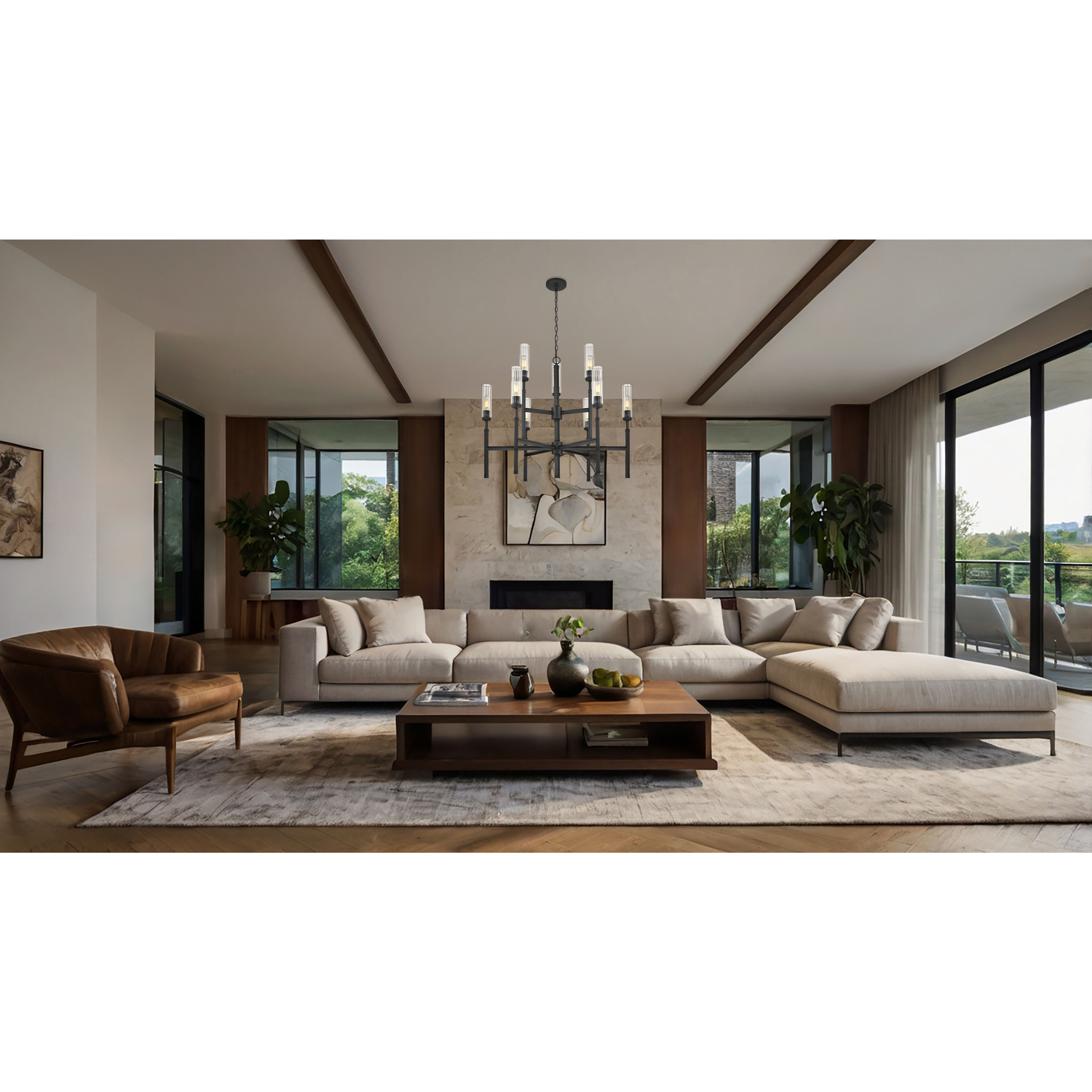 Esme 9 Light 38 inch Matte Black Chandelier Ceiling Light