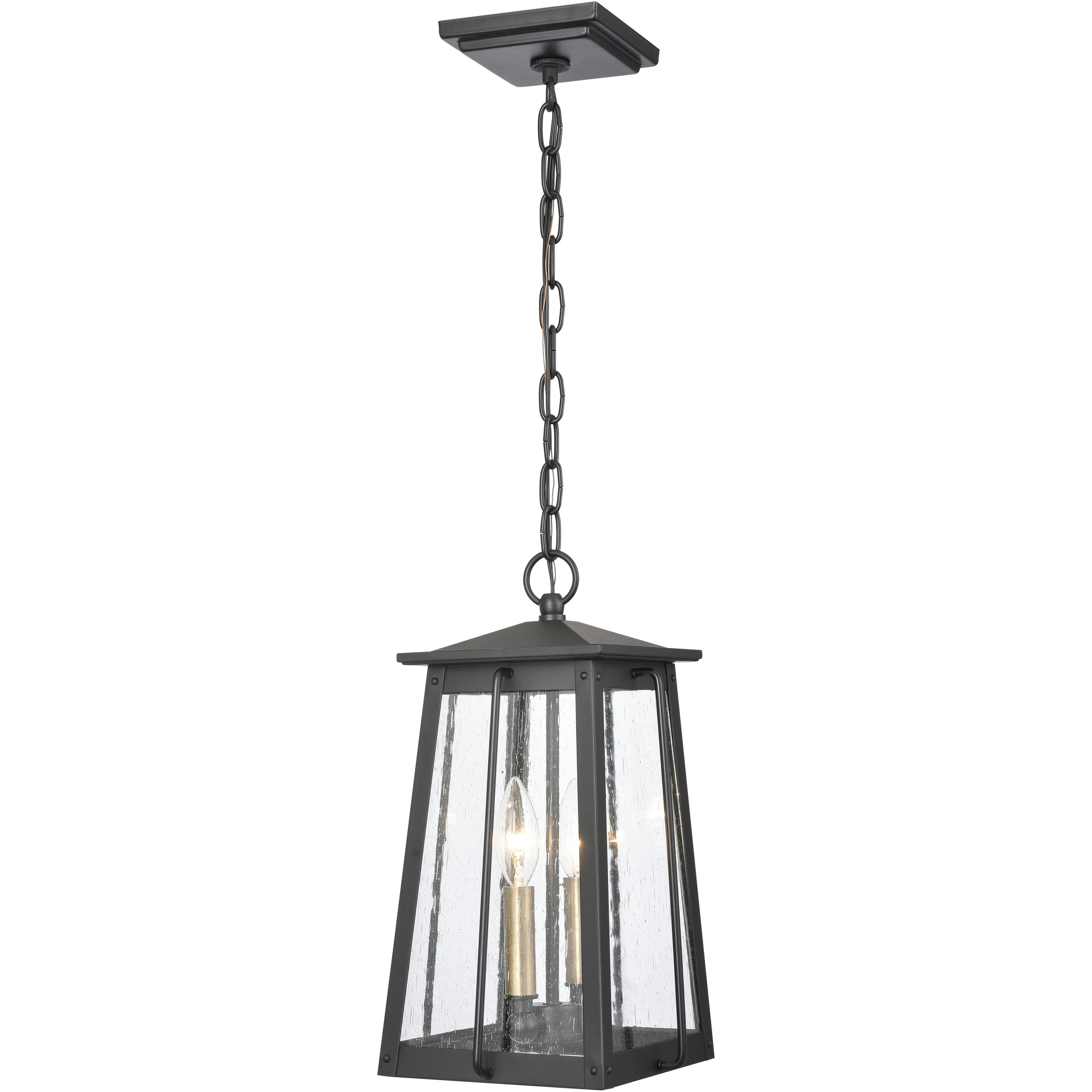 Kirkdale 2 Light 9 inch Matte Black with Natural Brass Outdoor Pendant