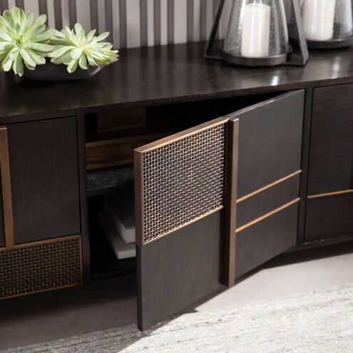 Demi 74 X 20.5 inch Ebony and Antique Brass Credenza