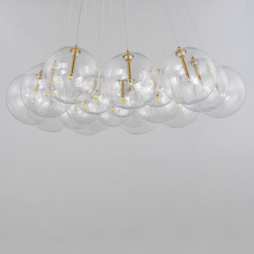 Burst LED 35.25 inch Gold Multi-Light Pendant Ceiling Light in Clear