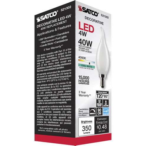 Lumos LED Candelabra Candelabra 4.00 watt 4000K LED Filament