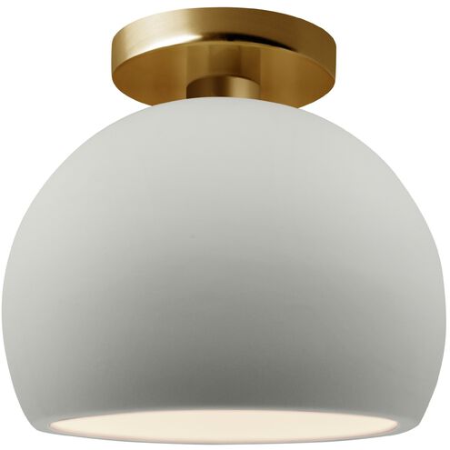 Radiance LED 7 inch Matte White and Brushed Brass Semi Flush Ceiling Light