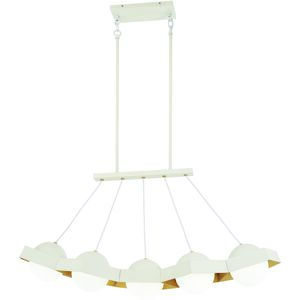 Five-O LED 41 inch Textured White W/Gold Leaf Island Light Ceiling Light