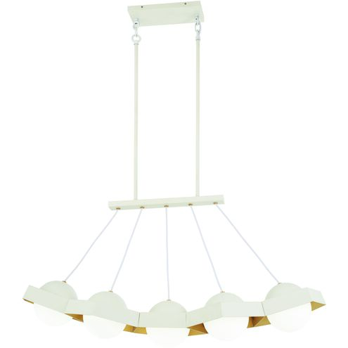 Five-O LED 41 inch Textured White W/Gold Leaf Island Light Ceiling Light