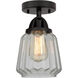 Nouveau 2 Chatham LED 6 inch Matte Black Semi-Flush Mount Ceiling Light in Clear Glass