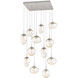 Cosmos LED LED Beige Silver Chandelier Ceiling Light, Square Multi-Port