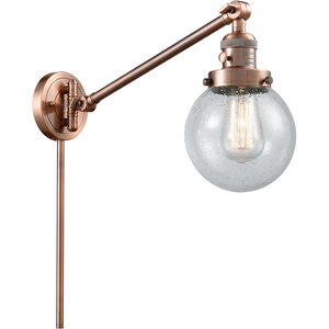 Beacon 21 inch 100 watt Antique Copper Swing Arm Wall Light in Seedy Glass, Franklin Restoration