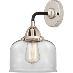Nouveau 2 Large Bell LED 8 inch Black Polished Nickel Sconce Wall Light in Clear Glass