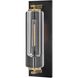 Lourde 1 Light 18 inch Black with Heritage Brass Outdoor Wall Mount