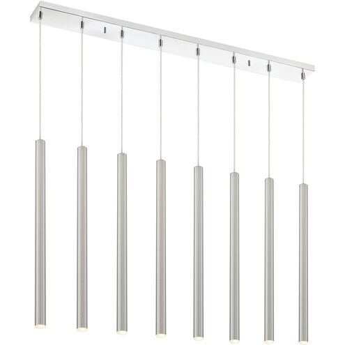 Forest LED 44.25 inch Chrome Linear Chandelier Ceiling Light in Brushed Nickel Steel, 8, 30